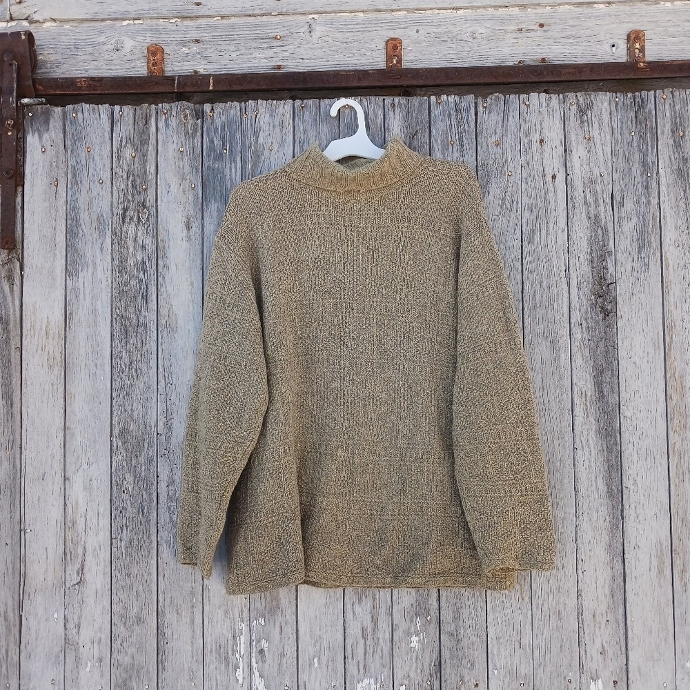 Banana Republic Silk Wool Blend Brown  Turtleneck Knit Sweater Womens Sz Large‎